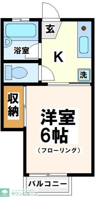 ヴィラローズ(1K/1階)の間取り写真
