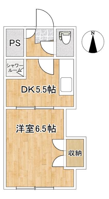 グランディール13(1DK/3階)の間取り写真