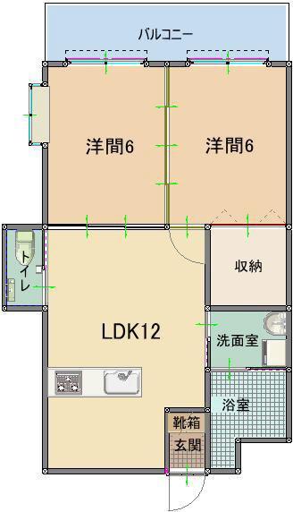 トーマスあかみち(2LDK/4階)の間取り写真