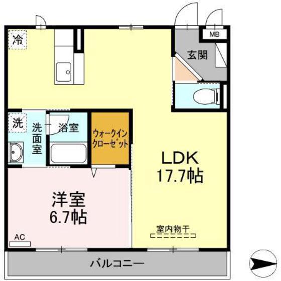ホワイトローズ(1LDK/3階)の間取り写真