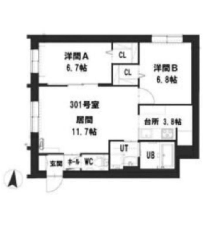 グランメール北3西22(2LDK/3階)の間取り写真
