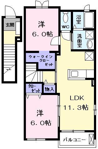 インプレス(2LDK/2階)の間取り写真