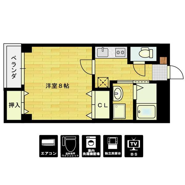 パークサイド(1K/1階)の間取り写真