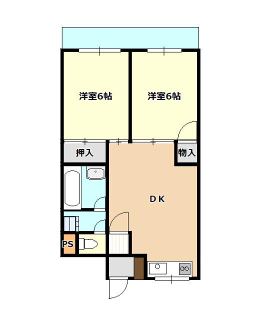 東松山マンション(2DK/3階)の間取り写真