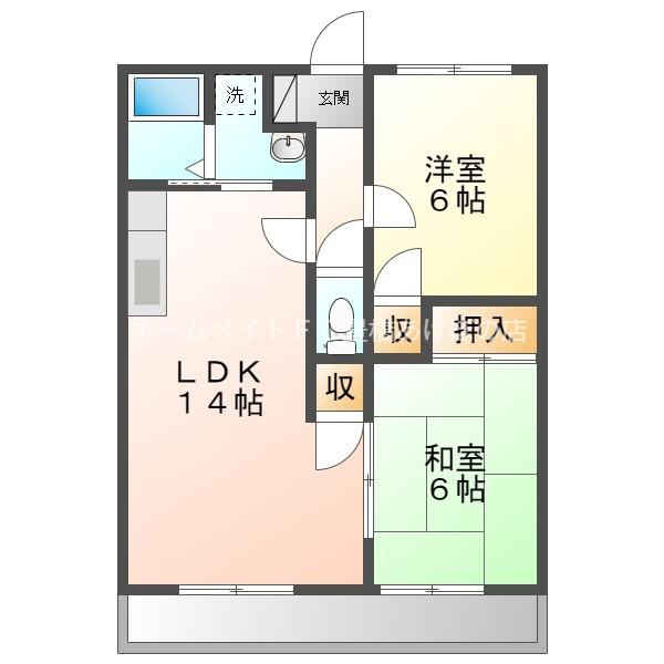 ライフ21レイク(2LDK/2階)の間取り写真