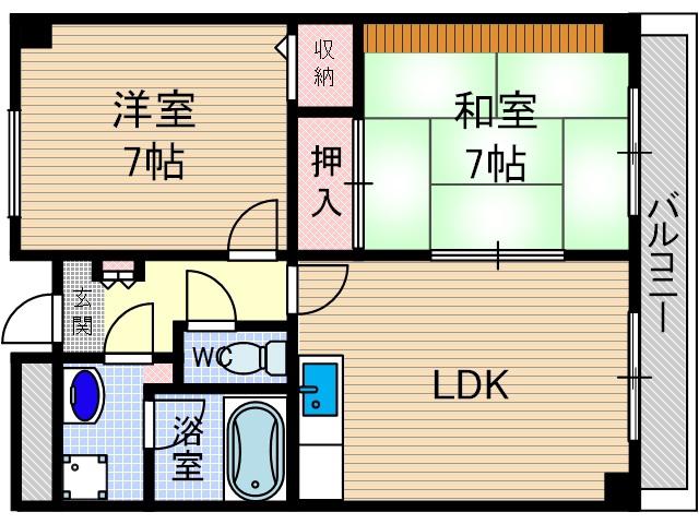ロアジール西口(2LDK/4階)の間取り写真