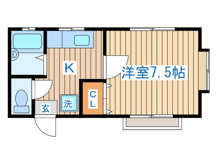ディアス館I(1K/2階)の間取り写真