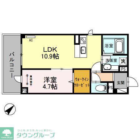 エース南越谷第2ビル(1LDK/3階)の間取り写真