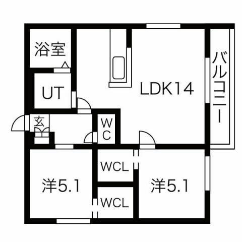 PINE HILLS豊平1条(2LDK/3階)の間取り写真