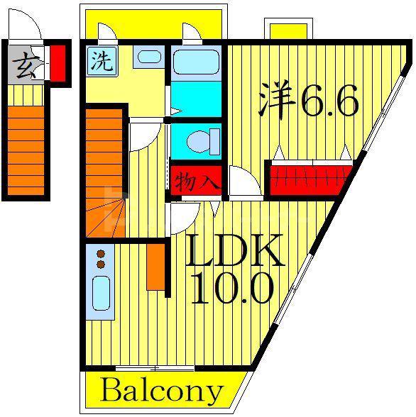 プラシード(1LDK/1階)の間取り写真
