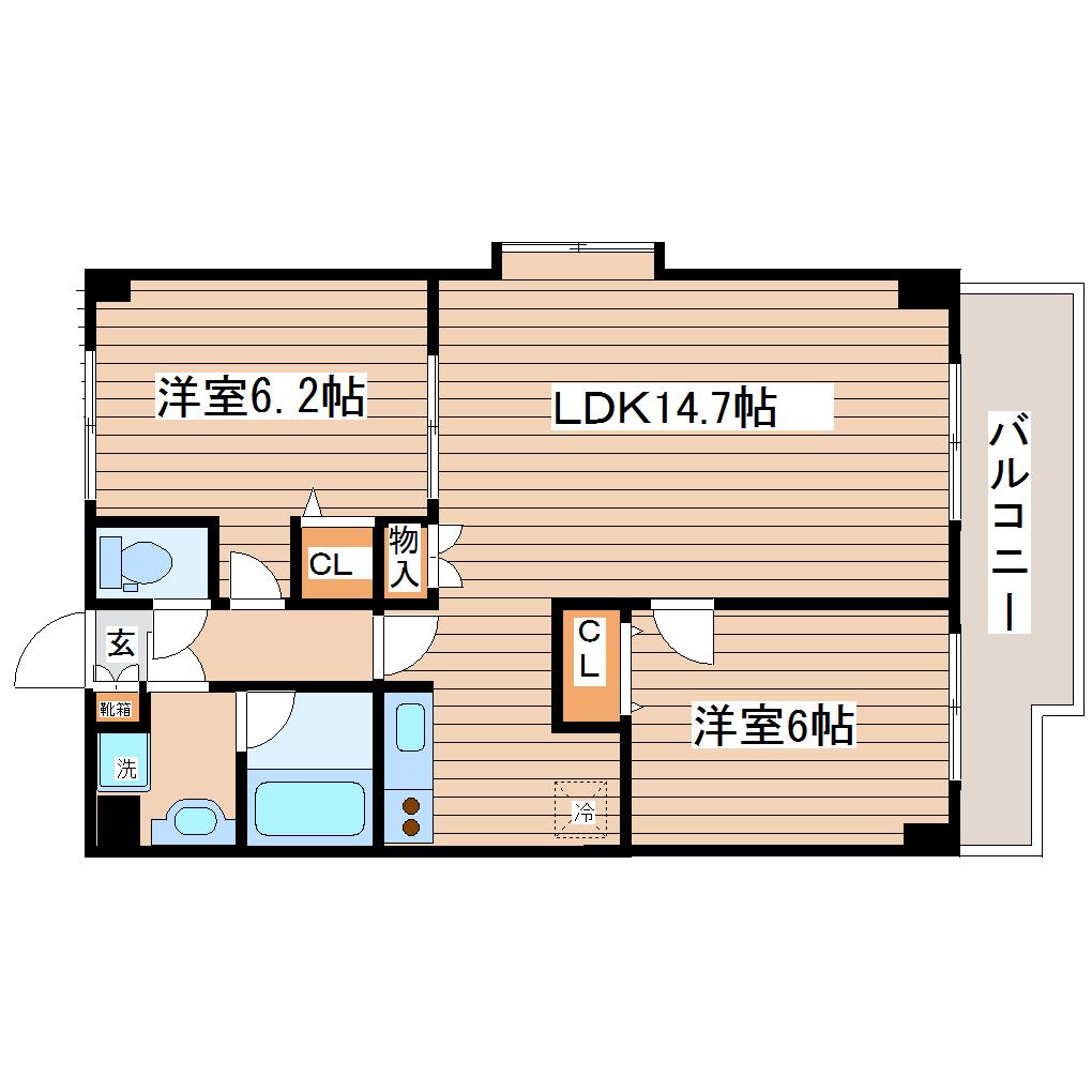 VIVO菅井II番館(2LDK/2階)の間取り写真