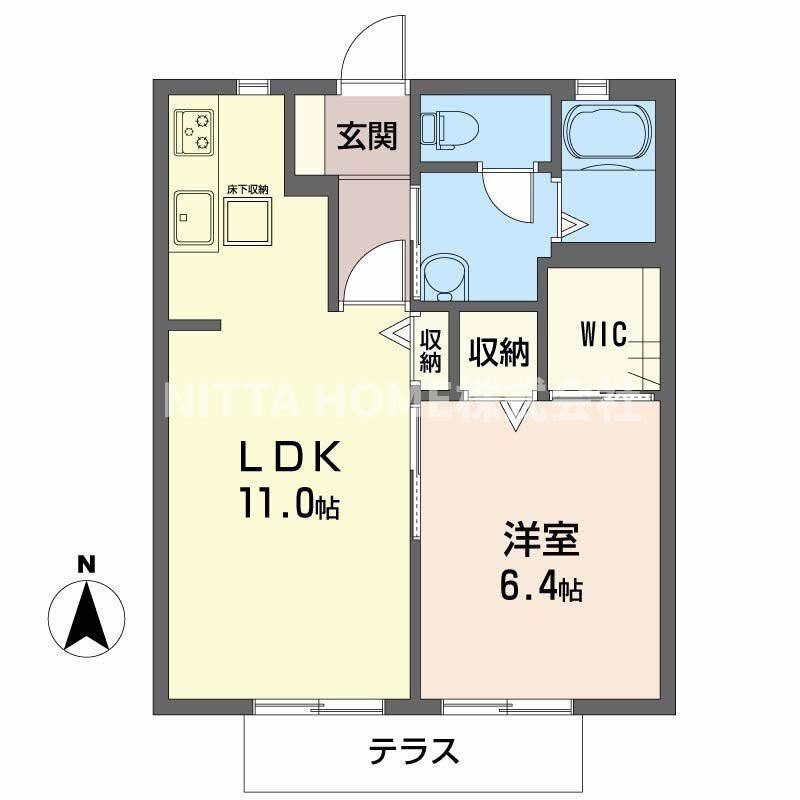 ラフォーレ柏原(1LDK/1階)の間取り写真
