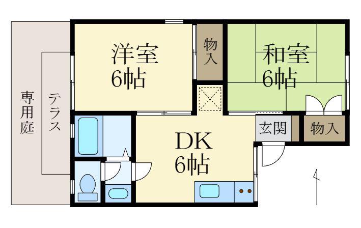 スミヤハウス(2DK/1階)の間取り写真