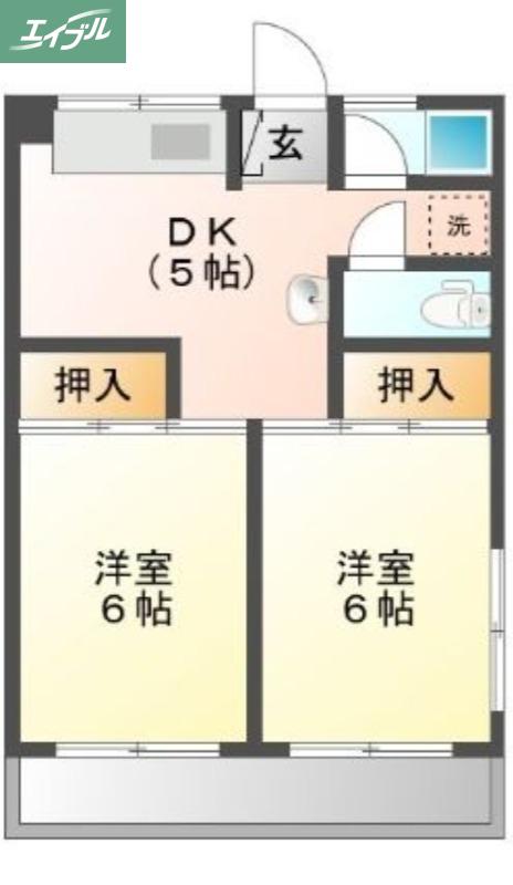 公園ビル(2DK/4階)の間取り写真