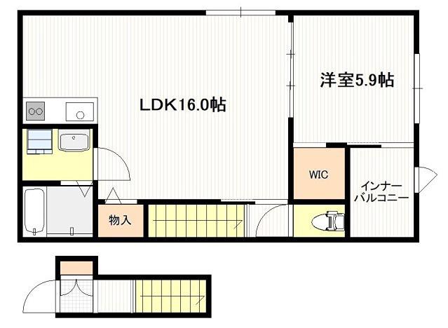 ボン・クレー和木(1SLDK/2階)の間取り写真
