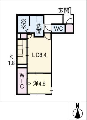 ノースVILLA芳野(1LDK/1階)の間取り写真
