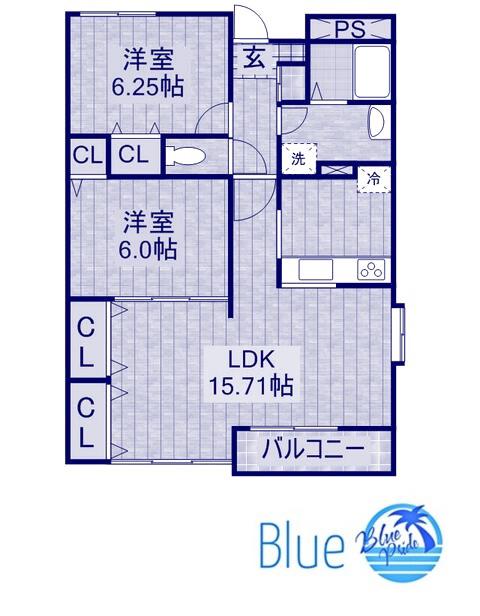 オーシャンズ11(2LDK/3階)の間取り写真