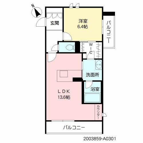 シャーメゾン水前寺イーストコート(1LDK/3階)の間取り写真