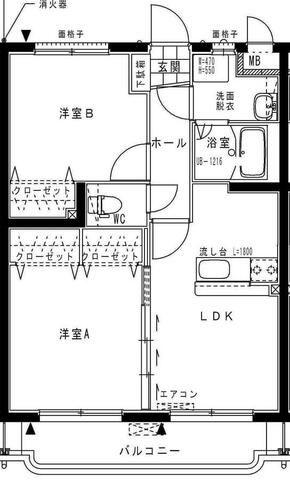 サニーコート笹目(2LDK/2階)の間取り写真