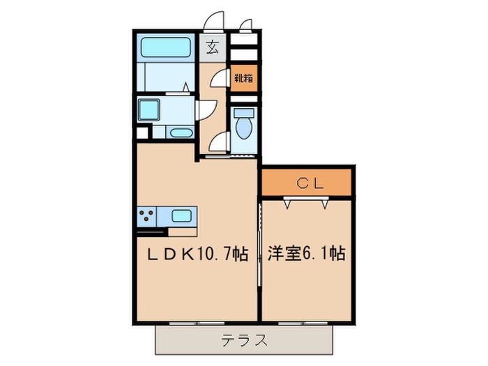 HOURAIマンション(1LDK/1階)の間取り写真