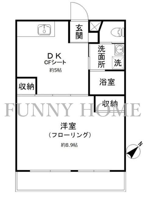 グランベル松陰(1DK/3階)の間取り写真