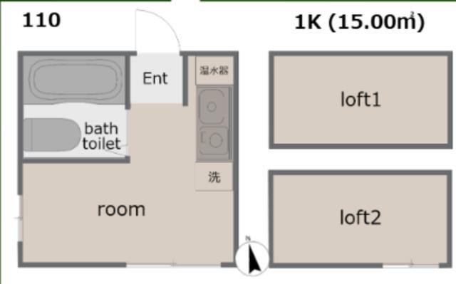 HX堀ノ内II(1K/1階)の間取り写真