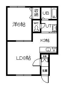 ヴァンクレールA(1LDK/1階)の間取り写真