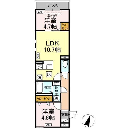 セレスティア鷺宮II(2LDK/1階)の間取り写真