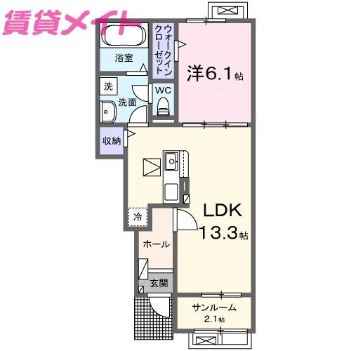 クラインボッシェI(1LDK/1階)の間取り写真