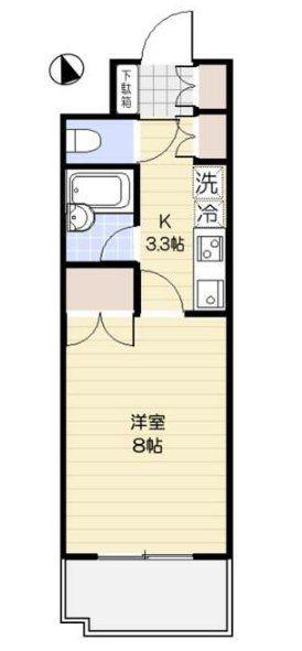 PLATZ中井(1K/3階)の間取り写真