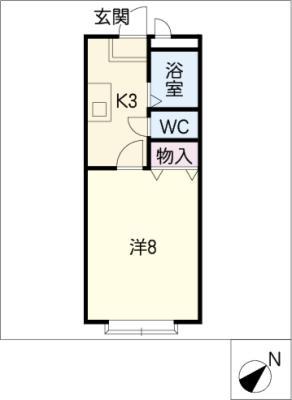 ヴィラージュリヴラン(1K/2階)の間取り写真