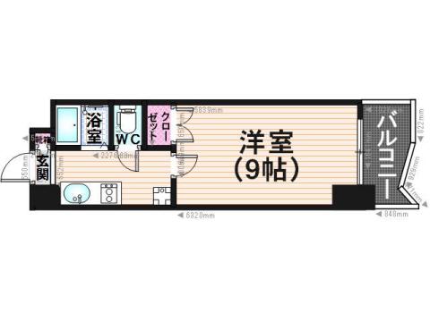 ロイヤル日赤通 80(1K/12階)の間取り写真