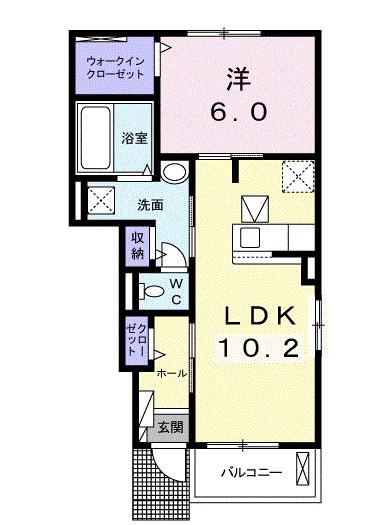 モンド・ノアール(1LDK/1階)の間取り写真