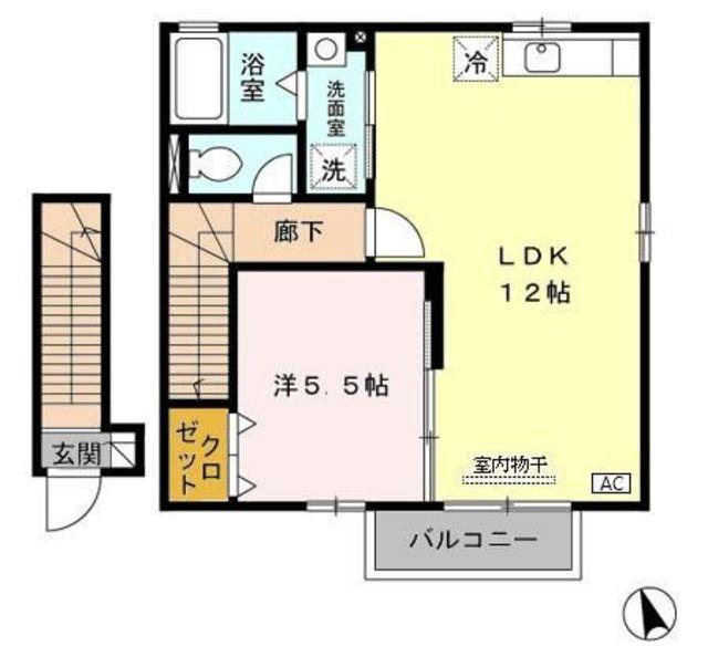 ルミエールAB(1LDK/2階)の間取り写真