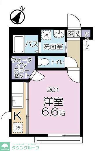 アイシイヴィラ(1K/2階)の間取り写真