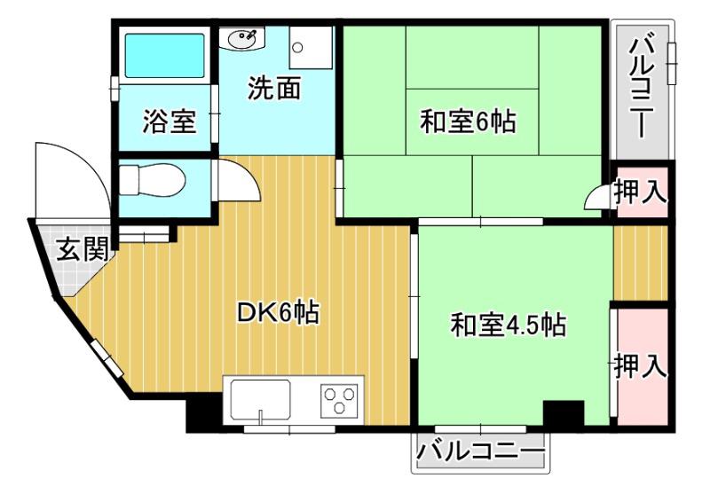 石澄ハイツ(2DK/3階)の間取り写真