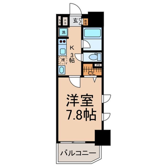 ベレーサ名駅ウエスト(1K/9階)の間取り写真