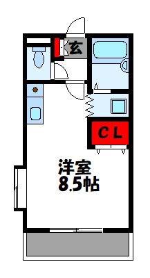グランディール内橋A(1K/2階)の間取り写真