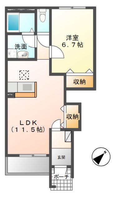 パークタウン(1LDK/1階)の間取り写真