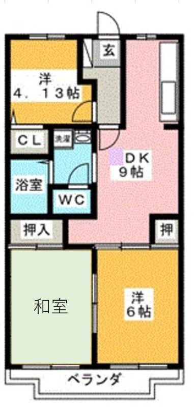 フルセイル東橋本(3DK/1階)の間取り写真