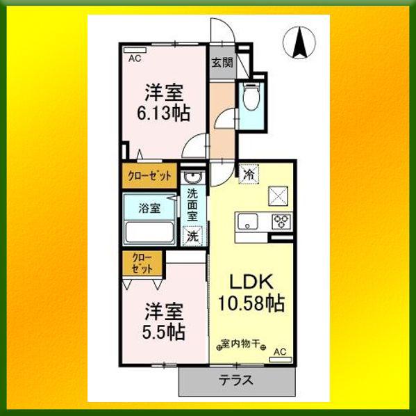 アヴァンティ(2LDK/1階)の間取り写真