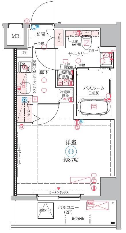 クレヴィスタ中野新橋II(1K/7階)の間取り写真