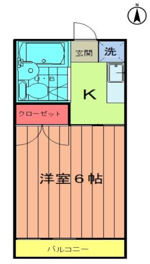 コーポT&T平石(1K/2階)の間取り写真