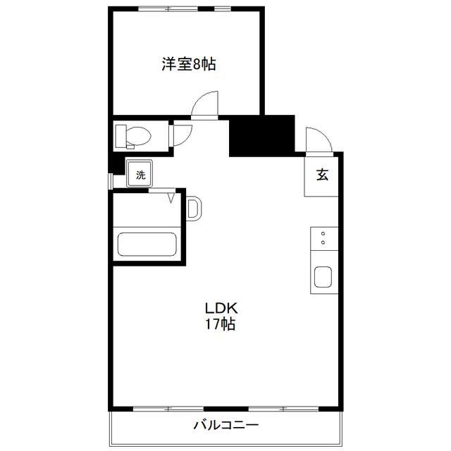 グリーンヴェール国見(1LDK/4階)の間取り写真