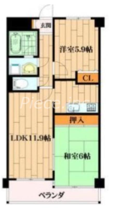 グランドアーバン(2LDK/4階)の間取り写真