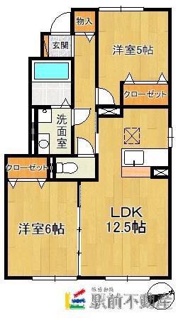 ローズコートMINATO(2LDK/1階)の間取り写真