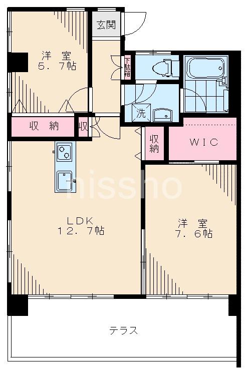 ヴィラ丸山(2LDK/1階)の間取り写真