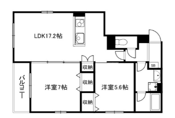 KALAN新町三条(2LDK/3階)の間取り写真