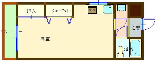 金明堂ビル(ワンルーム/2階)の間取り写真