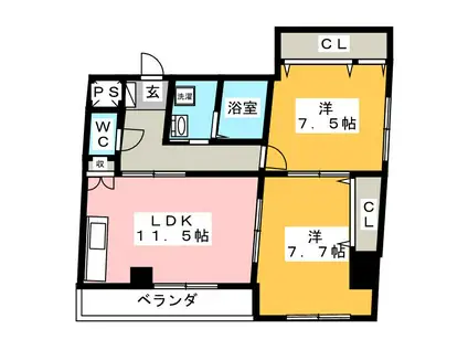 グランド・ステージ(2LDK/5階)の間取り写真